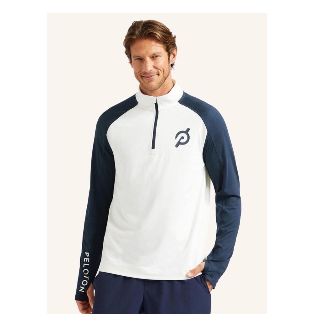 Rhone x Peloton Men's Cream & Navy Quarter Zip - Size M